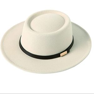 Elegant Cream Women's Hat with Black Band